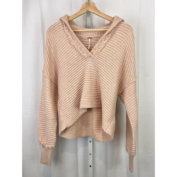 Free People Sweaters - FREE PEOPLE  Size XS Marlie Knit Pullover Sweater Ribbed Cotton Blend Blush Pink